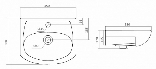 Тумба с раковиной Акватон Мира 45 1A1044K1MR010, белый